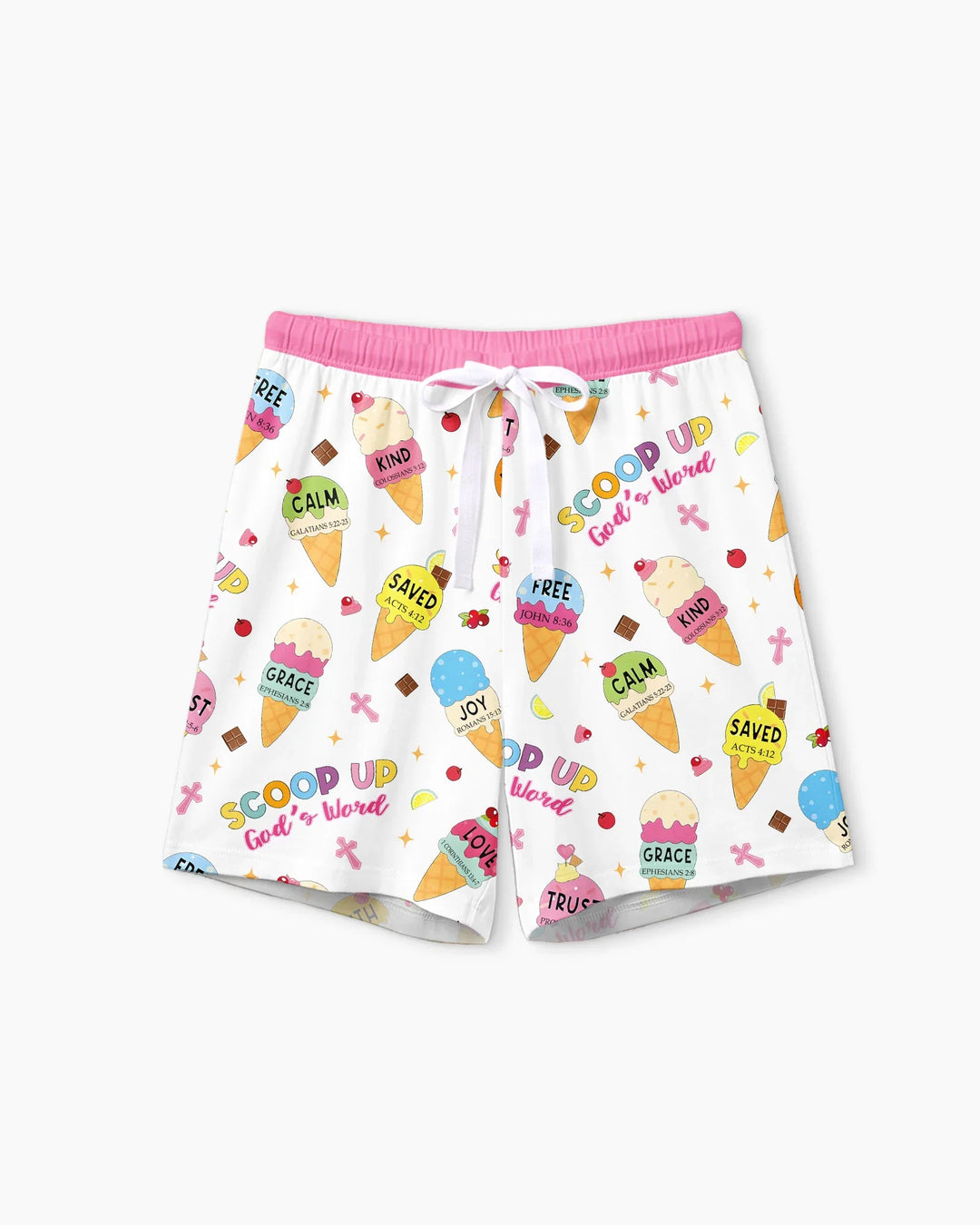 Ice Cream Summer Christian  Bamboo Women Short Sleeve Short Pajama Set