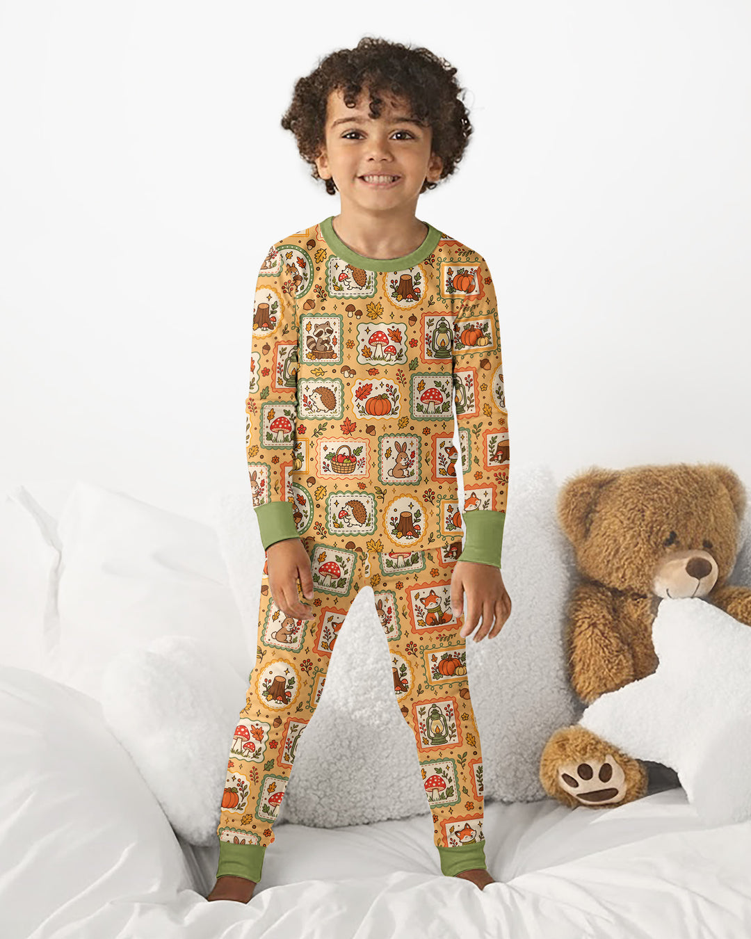 Woodland Animal Fall Bamboo Two Piece Long Sleeve Pajama Set
