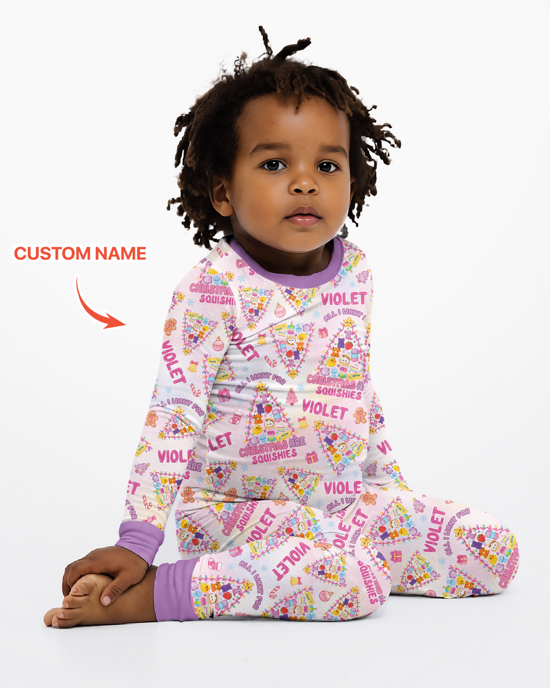 Custom Name All I Want For Christmas Are Squishies Bamboo Two Piece Long Sleeve Pajama Set