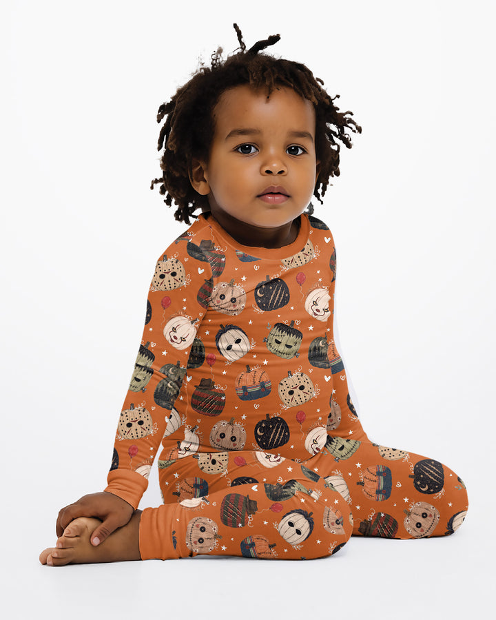 Spooky Slasher Pumpkins Bamboo Two Piece Long Sleeve Pajama Set