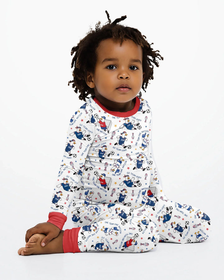 USA Soccer Goose Family Matching Bamboo Two Piece Long Sleeve Pajama Set