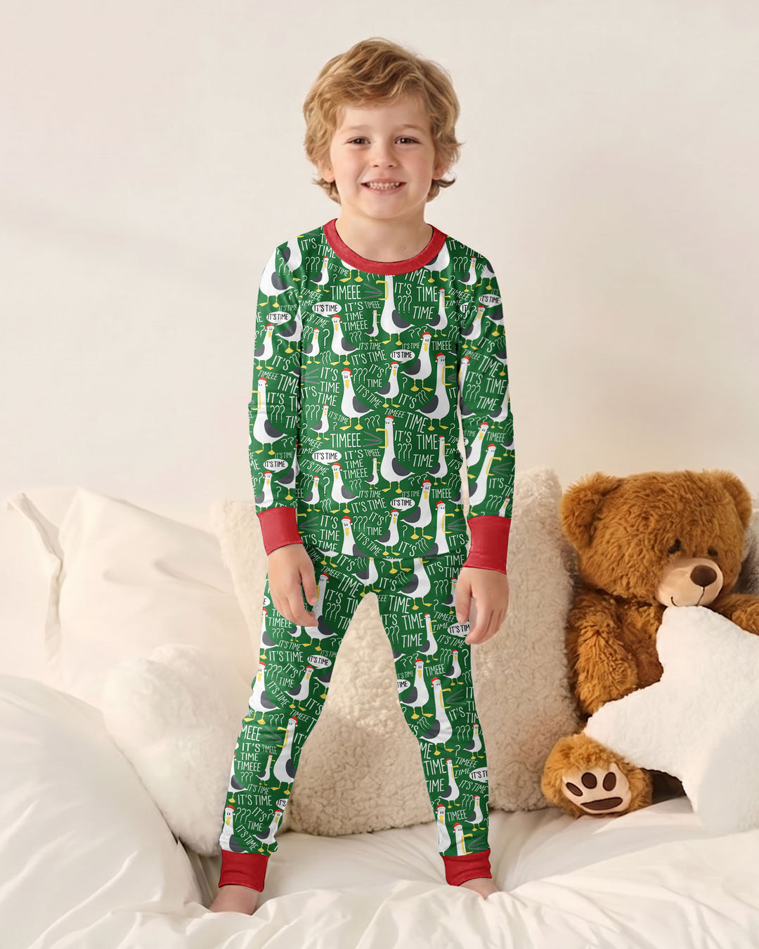 Funny Seagull It's Time Bamboo Two Piece Long Sleeve Pajama Set