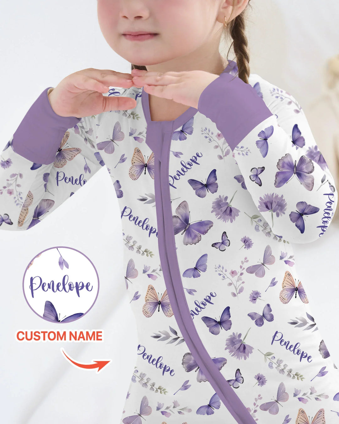 Custom Name Lilac Bloom Bamboo Convertible Zippy