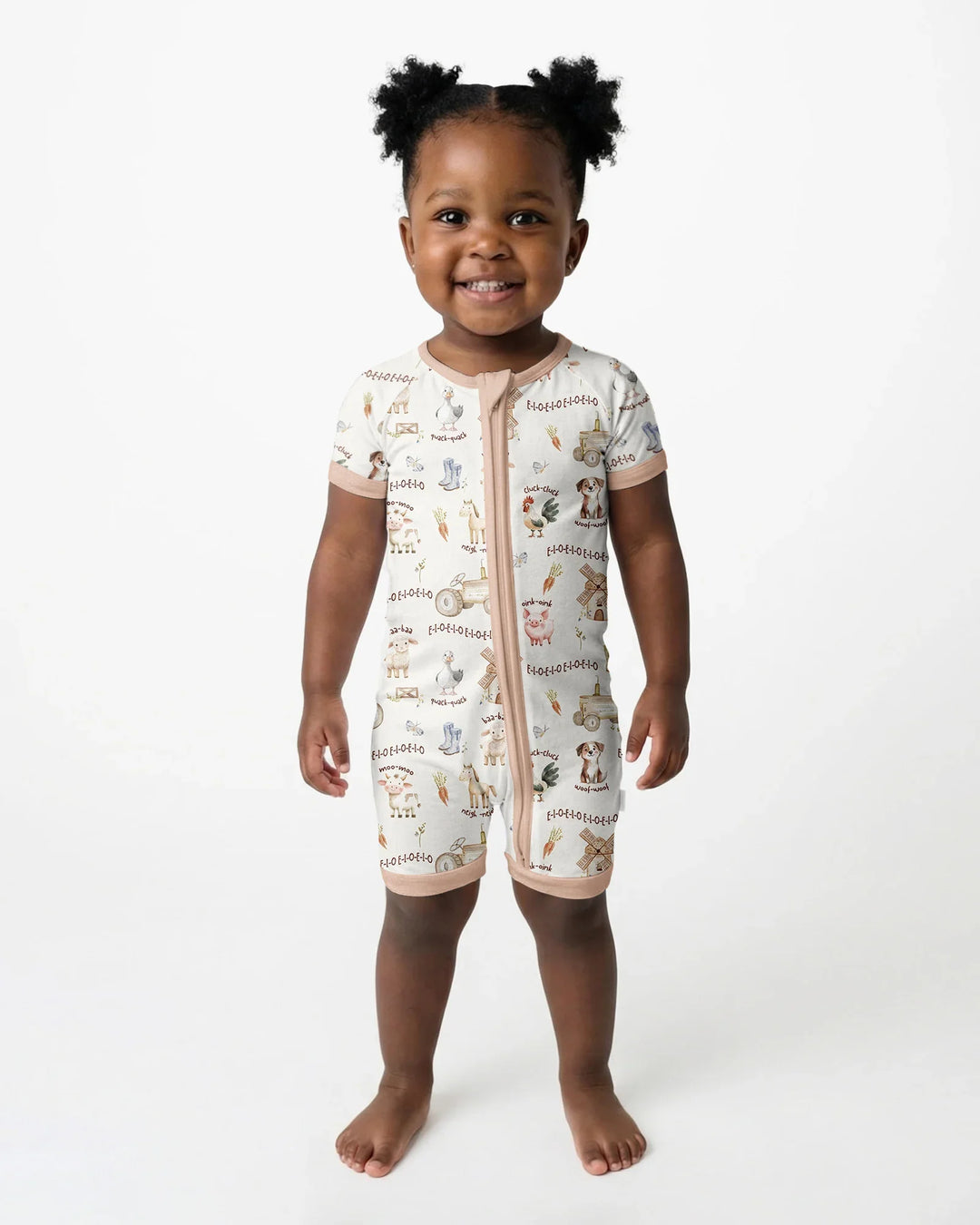Old McDonald Farm Family Matching Bamboo Shorty Zippy