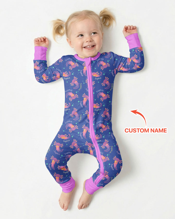 Axolotl Glow Custom Name Bamboo Convertible Zippy