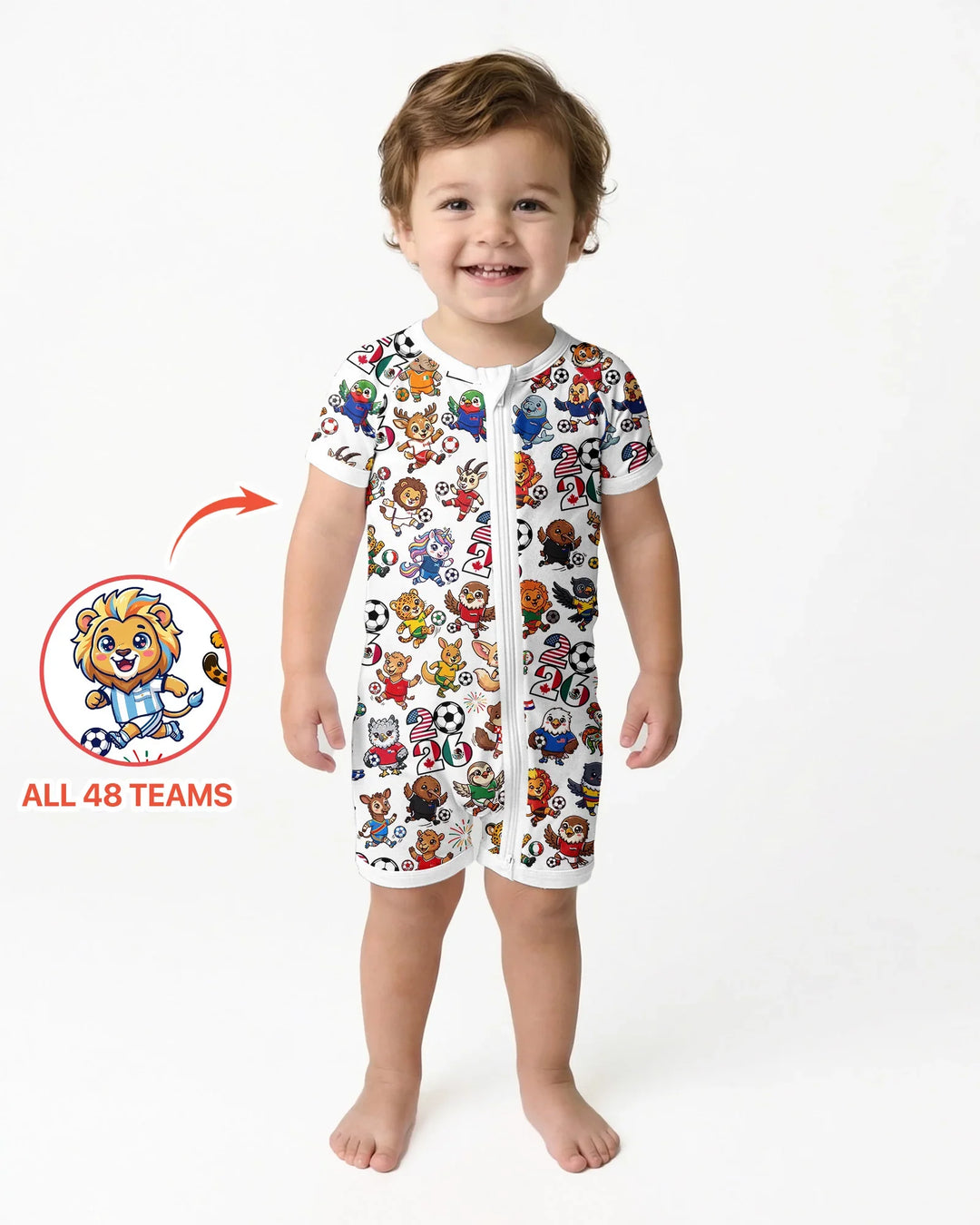 Kawaii Animals Soccer Tour 2026 Family Matching Bamboo Shorty Zippy