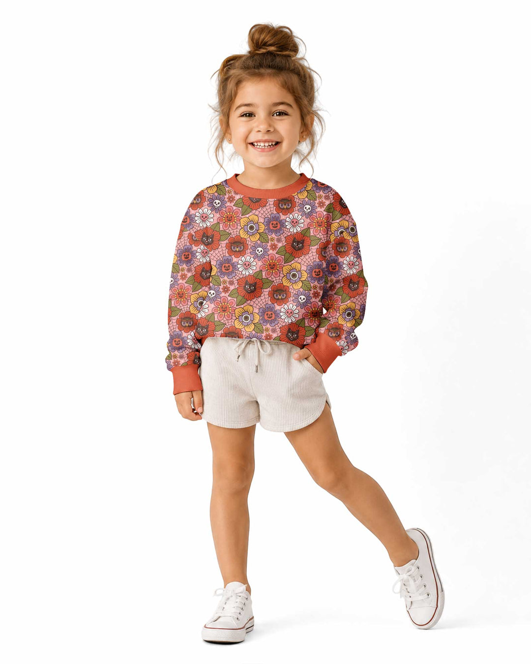 70s Halloween Floral Bamboo Crewneck Sweatshirt