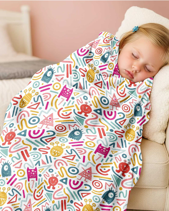 Rainbow Monster Party Bamboo Blanket