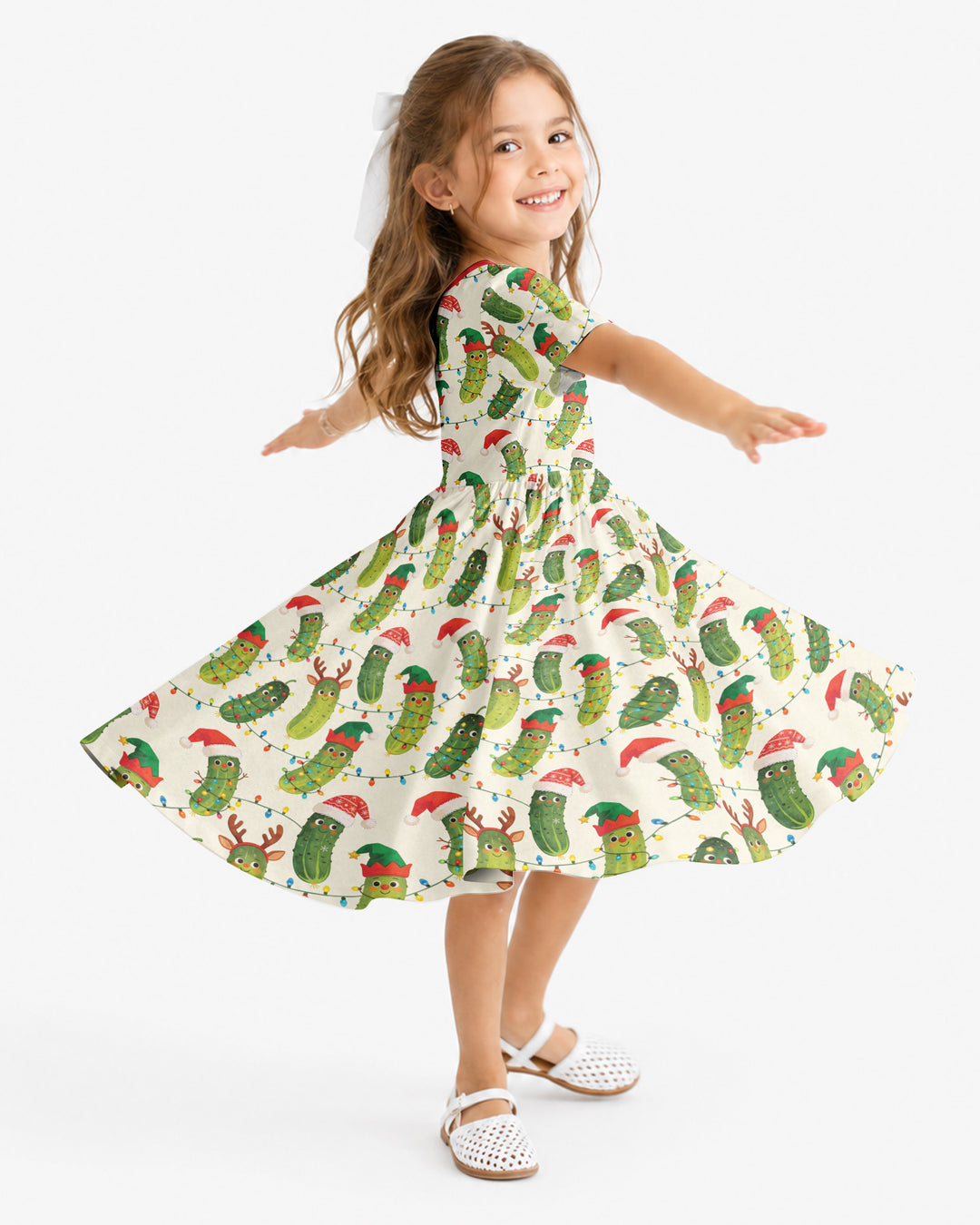 Cheerful Christmas Pickle Bamboo Twirl Dress