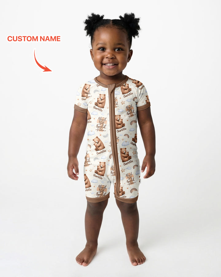 Custom Name Blessed By God Spoiled By Grandma Bamboo Shorty Zippy