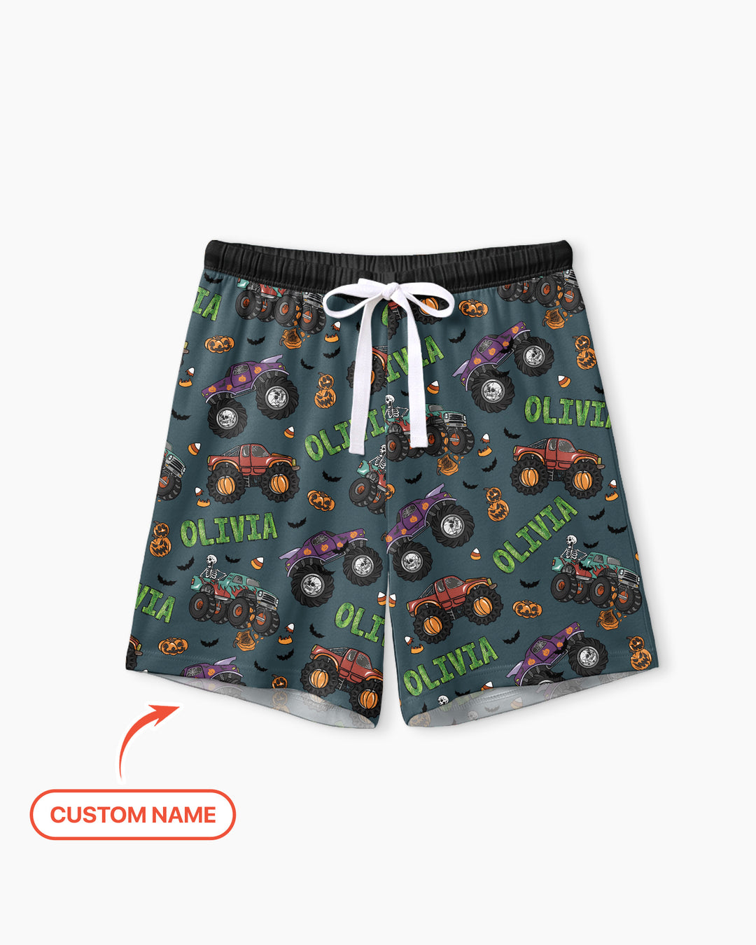 Custom Name Haunted Monster Trucks  Bamboo Women Short Sleeve Short Pajama Set