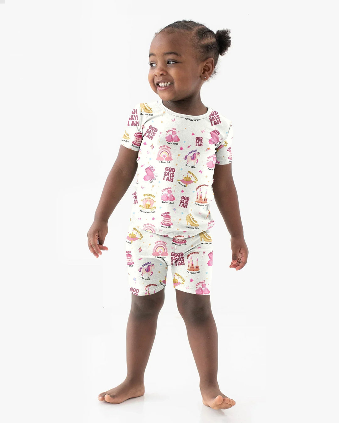 God Says I Am Girl Bamboo Two Piece Short Sleeve Shorts Pyjamas Set