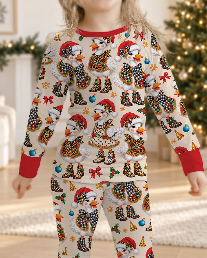 Holly Jolly Cowgirl Ducks Bamboo Two Piece Long Sleeve Pajama Set