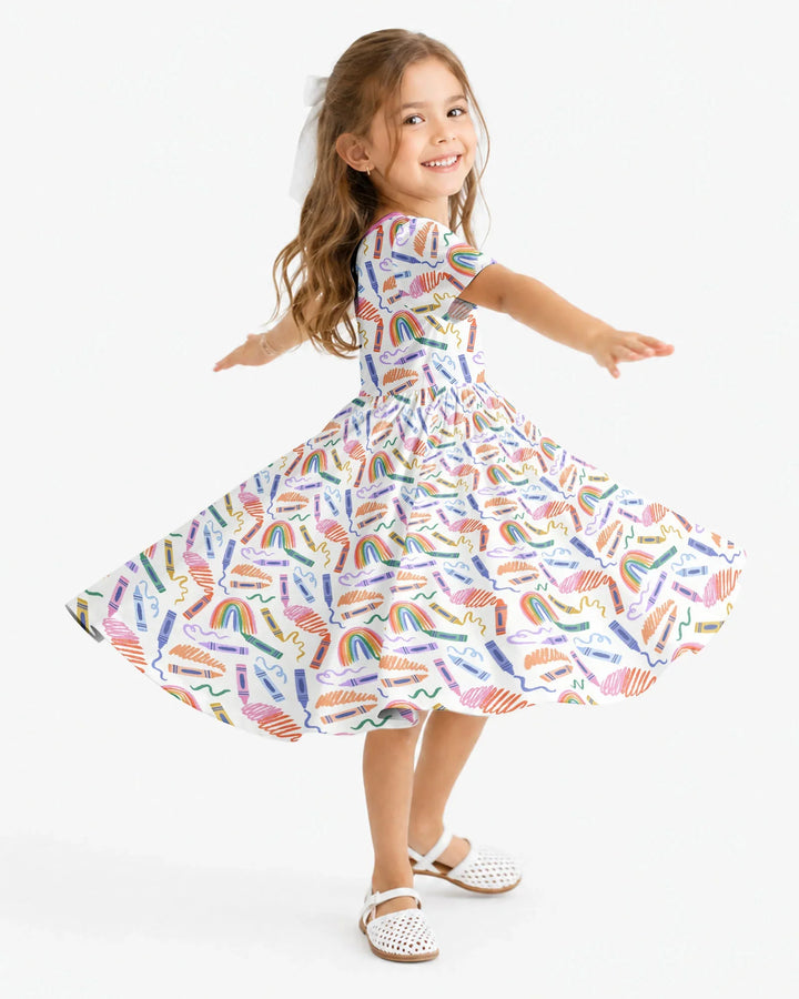 Crayon Chaos Bamboo Twirl Dress