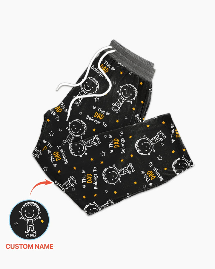 Custom Name This Dad Belongs To Doodle Bamboo Men's Pajama Set
