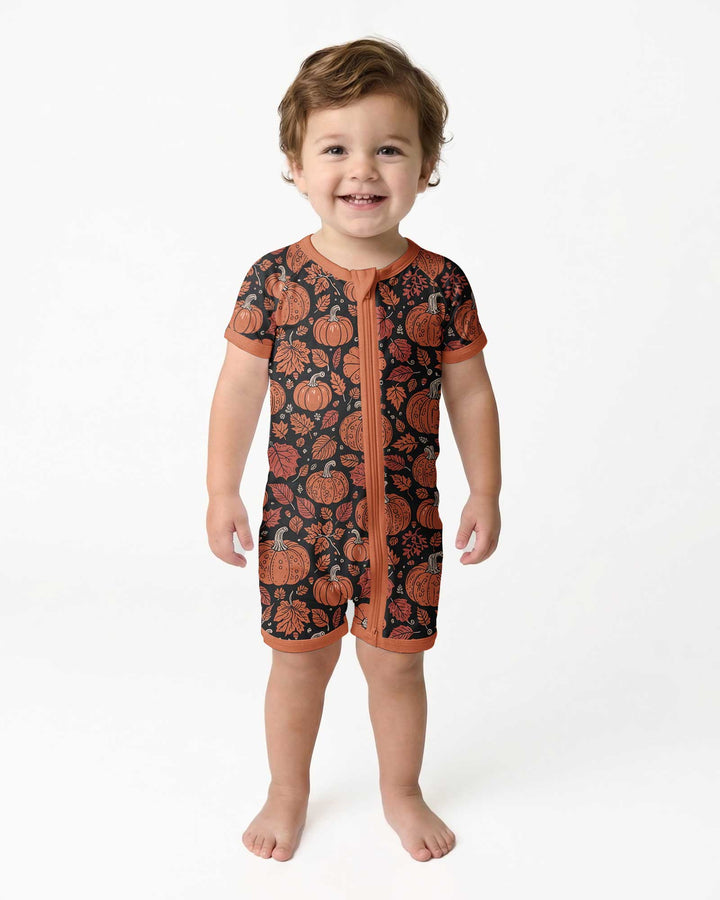 Retro Halloween Pumpkins Bamboo Shorty Zippy