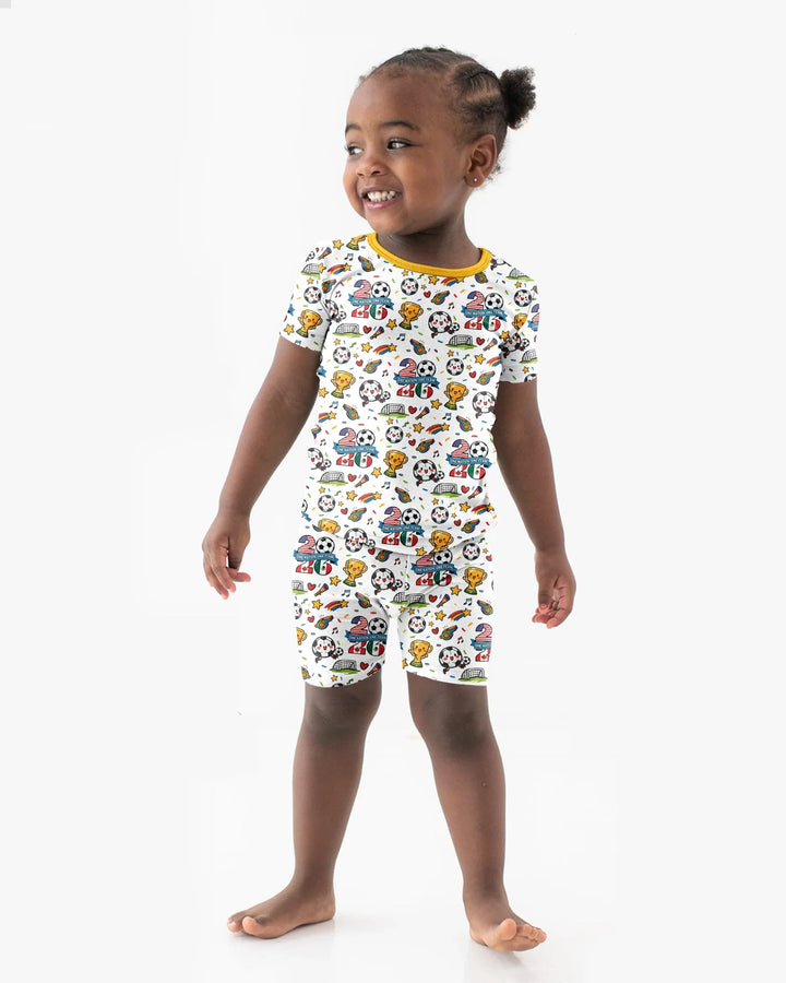 Soccer Fever 2026 Family Matching Bamboo Two Piece Short Sleeve Shorts Pajama Set