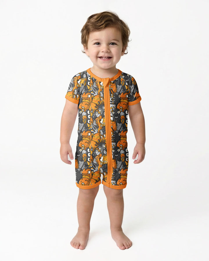 Colorful Doodle Monster Friends Bamboo Shorty Zippy