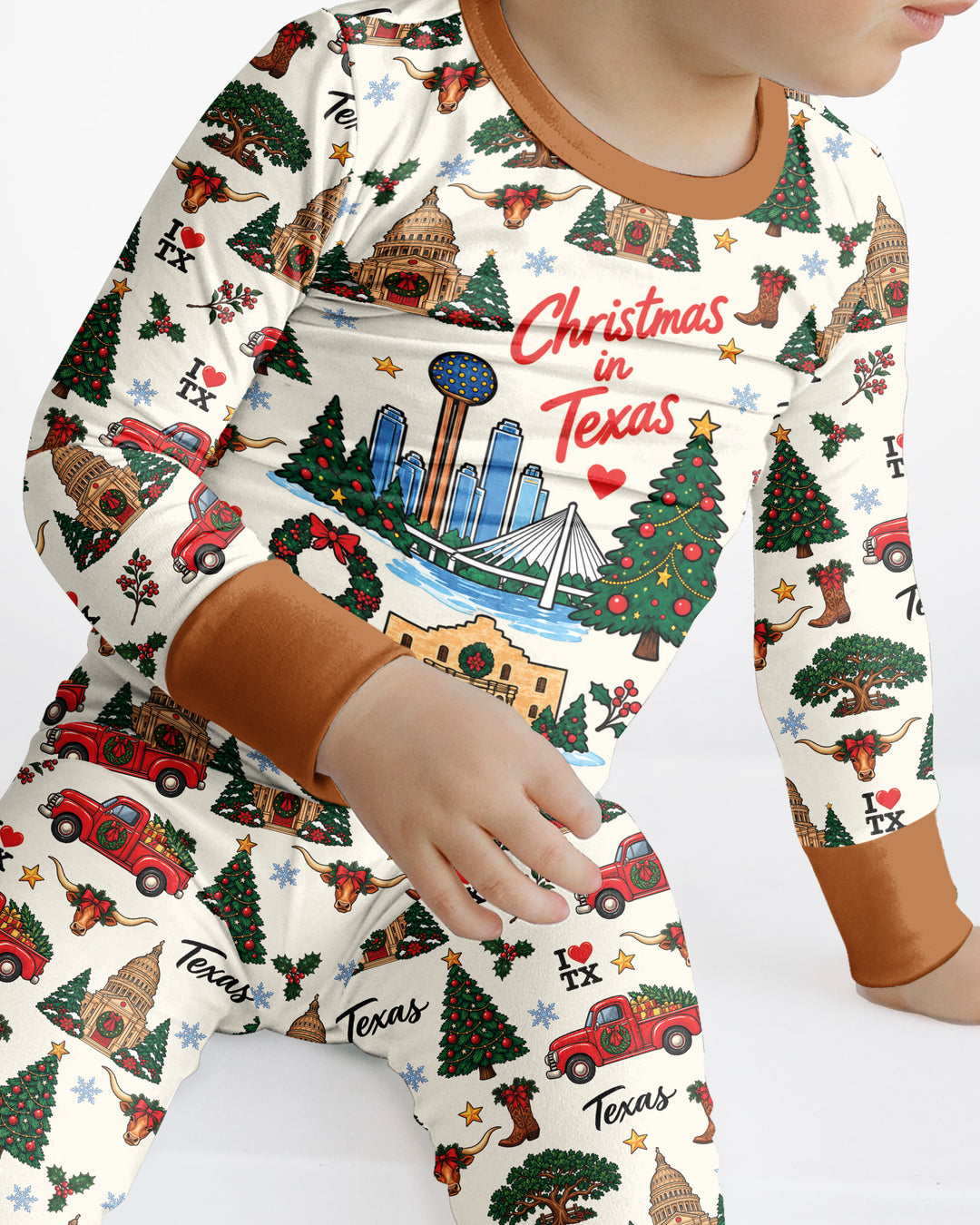 Christmas In Texas Bamboo Two Piece Long Sleeve Pajama Set