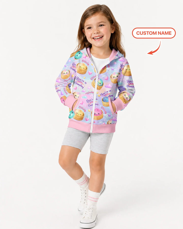 Custom Name You're A Glitter Dumpling Bamboo Zip Hoodie
