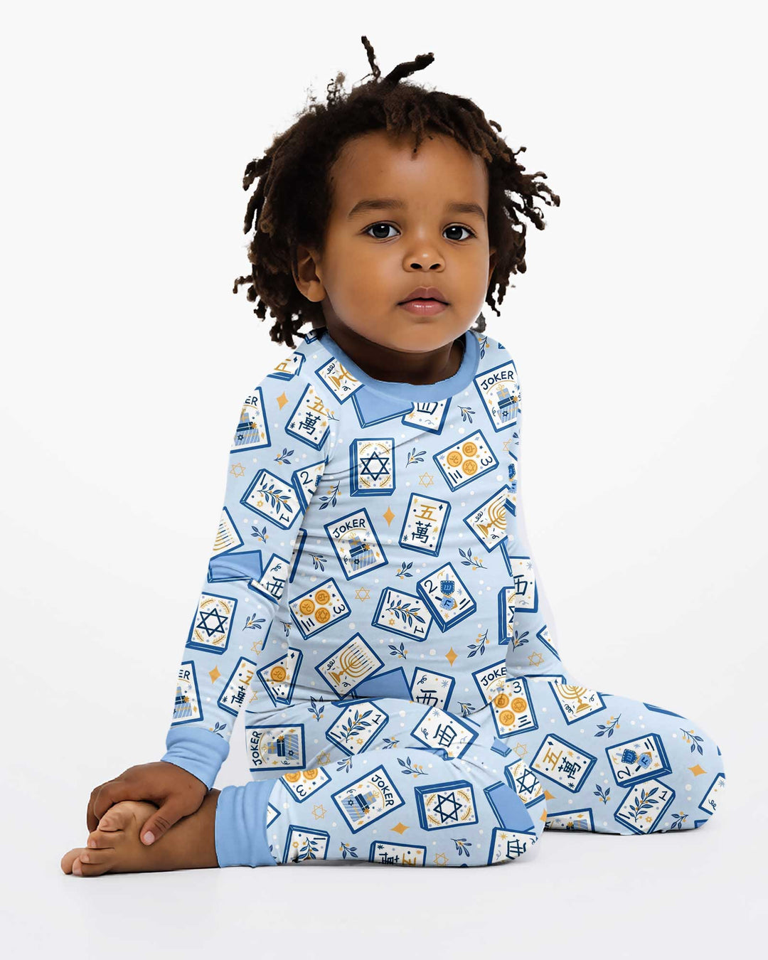 Mahjong Tov Hanukkah Family Matching Bamboo Two Piece Long Sleeve Pajama Set