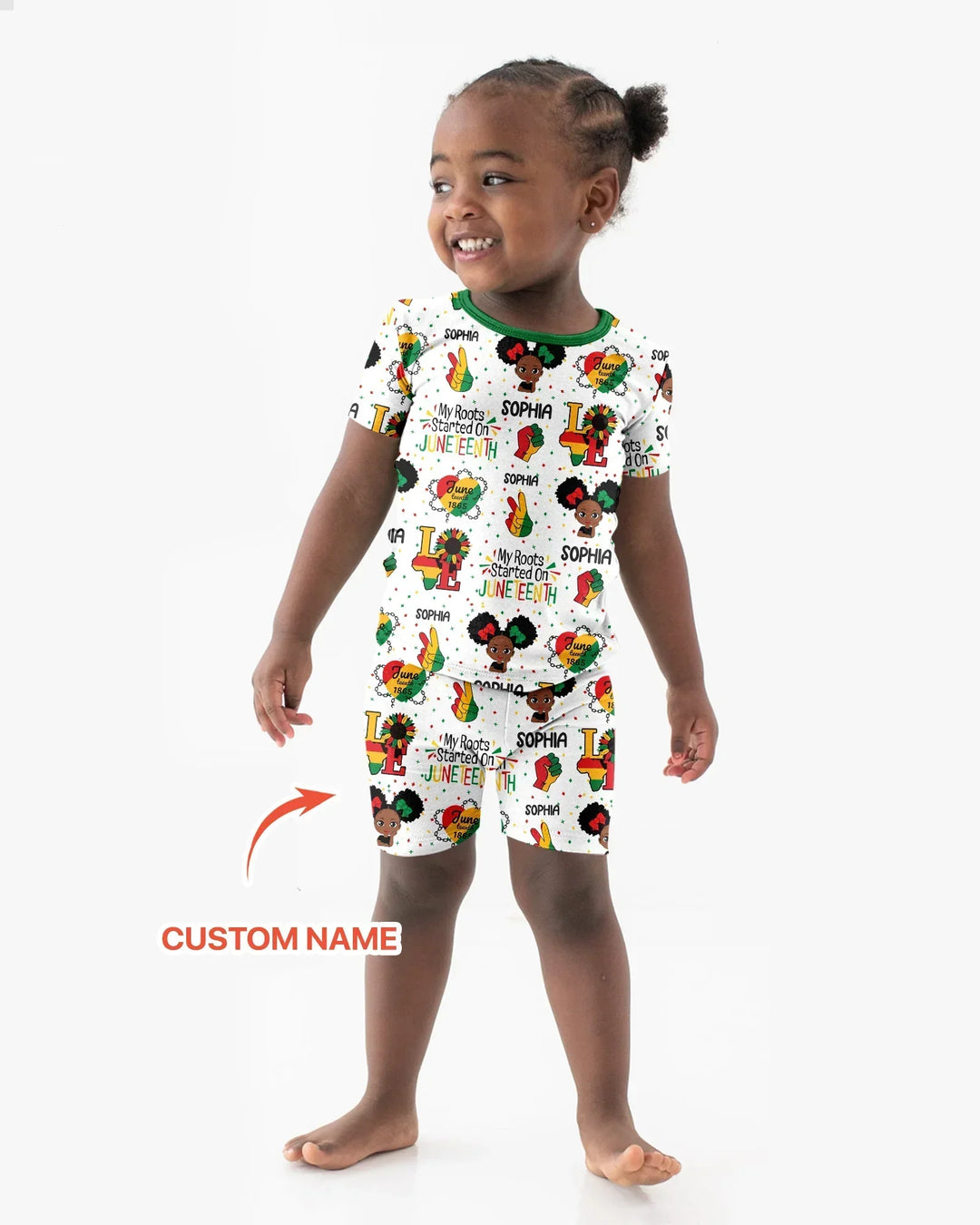 Custom Name My Roots Started On Juneteenth Bamboo Two Piece Short Sleeve Shorts Pajama Set