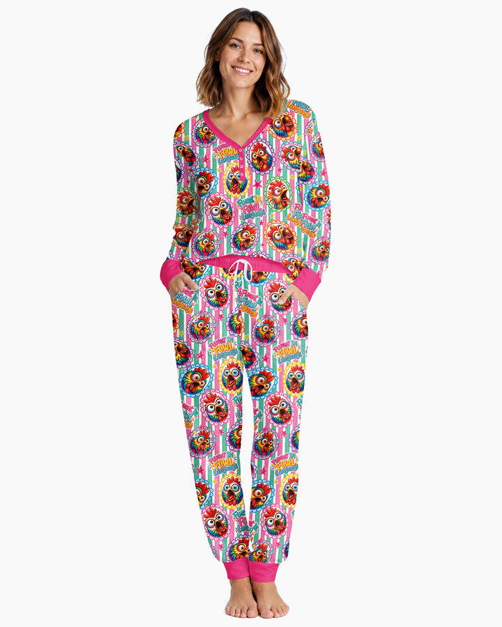 Fluent In Fowl Language Bamboo Women Pajama Set