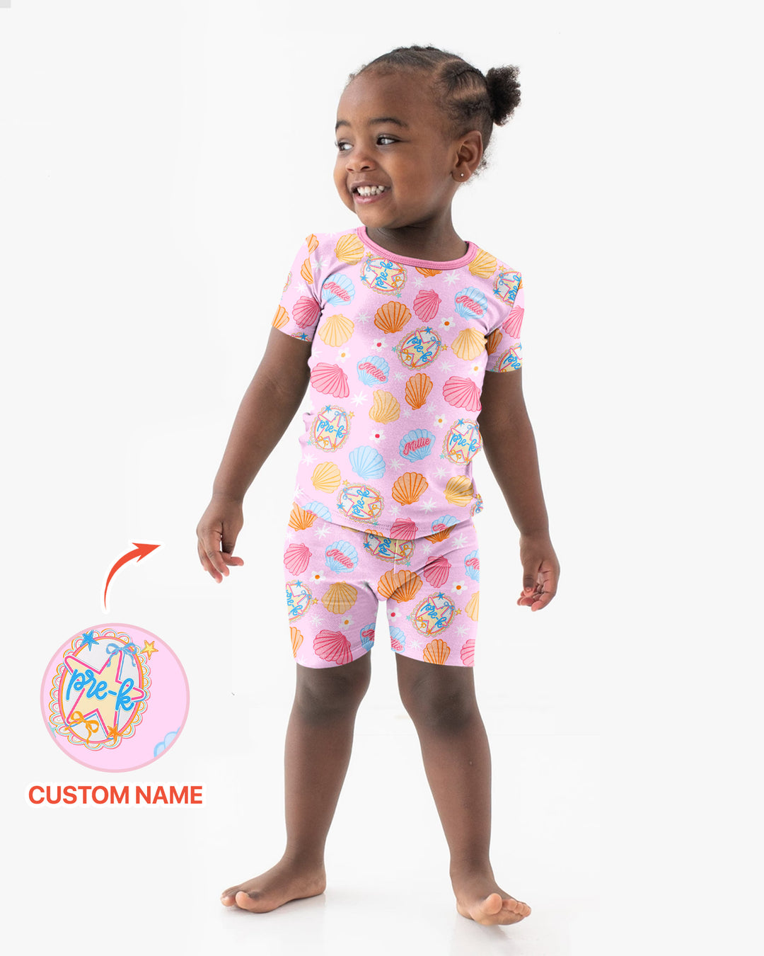 Mermaid Back To School Bamboo Two Piece Short Sleeve Shorts Pajama Set