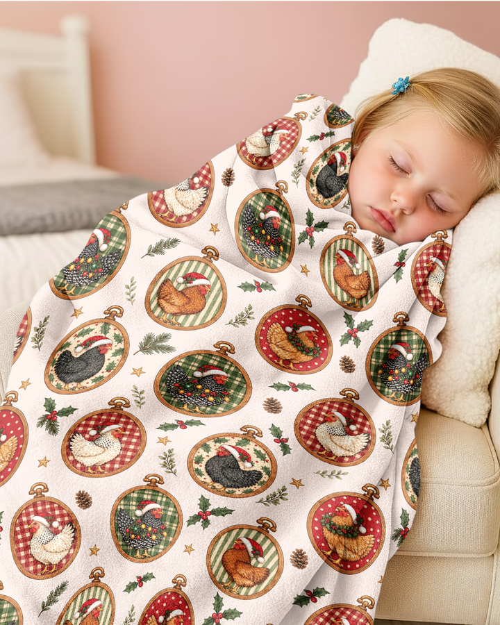 Chicken Merry Clucking Christmas  Bamboo Blanket