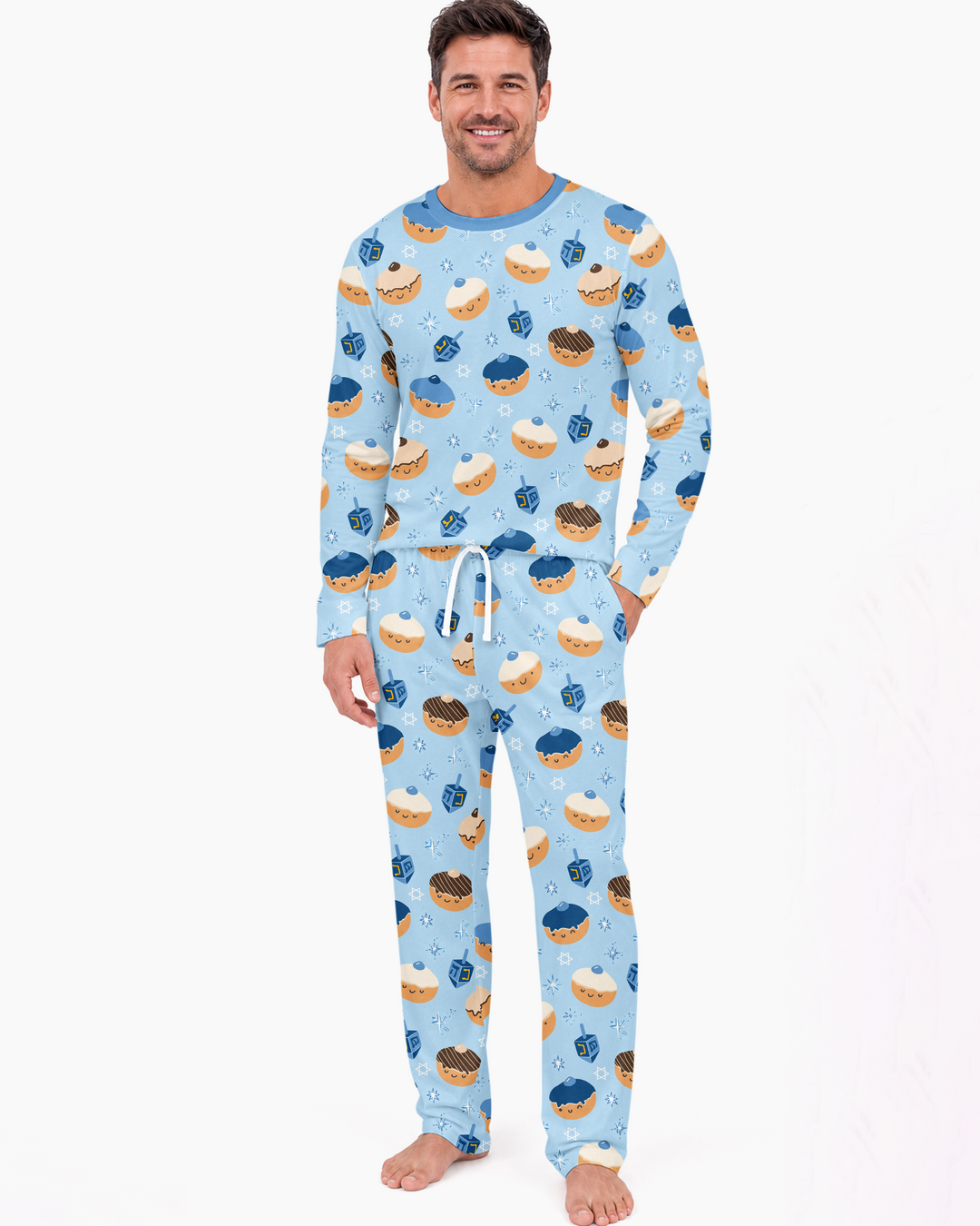 Hanukkah Donut Family Matching Bamboo Men's Pajama Set