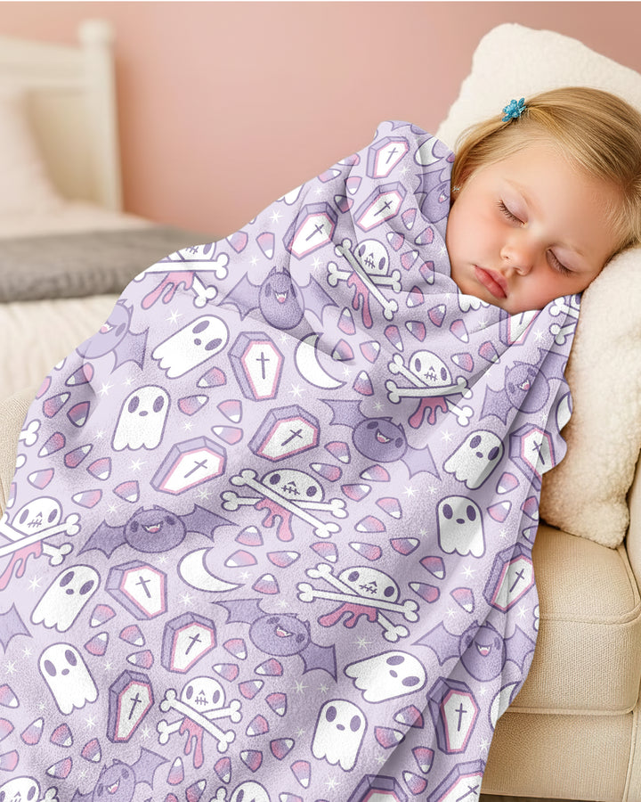 Cute Ghost Halloween Pastel Purple Spooky Bamboo Blanket