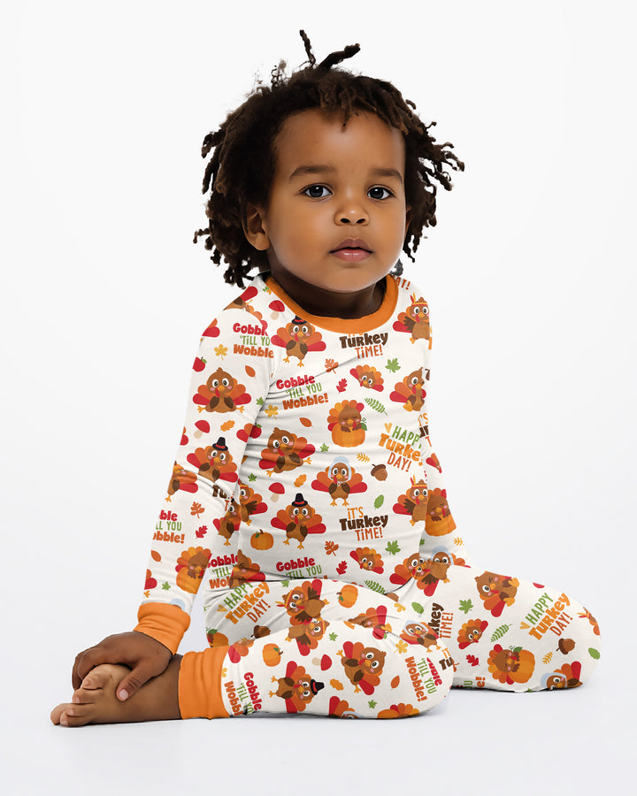 Happy Turkey Day Bamboo Two Piece Long Sleeve Pajama Set