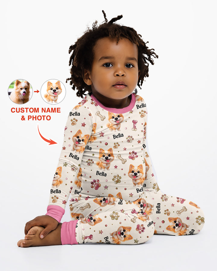 Little Cute Dogs Bamboo Two Piece Long Sleeve Pajama Set
