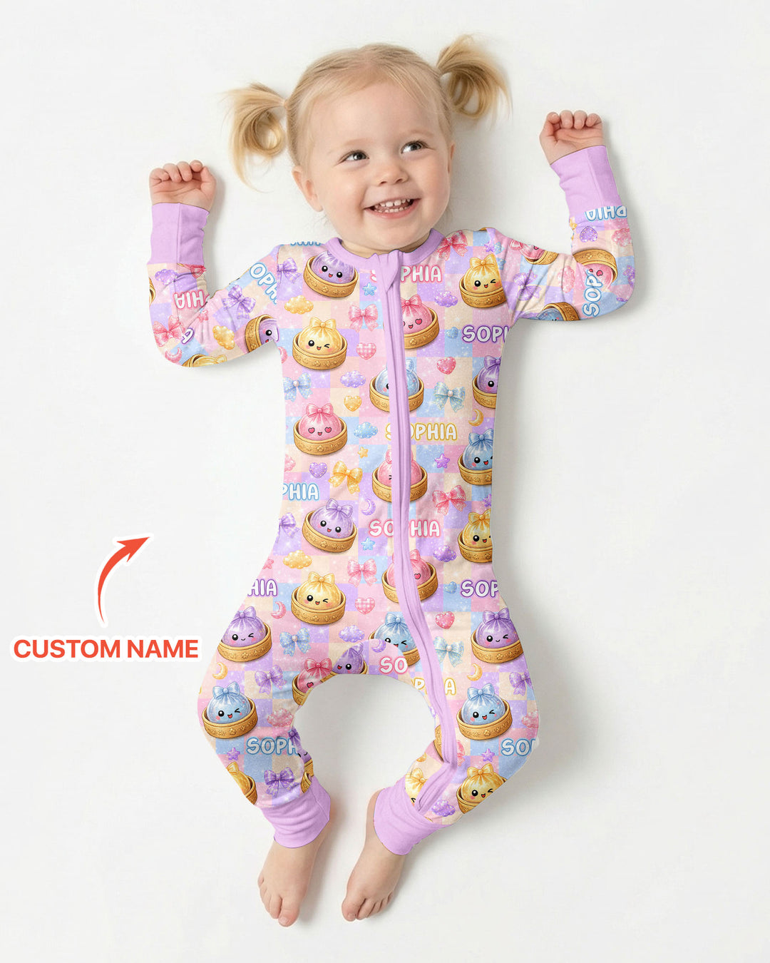 Custom Name Coquette Glitter Dumpling Bamboo Convertible Zippy