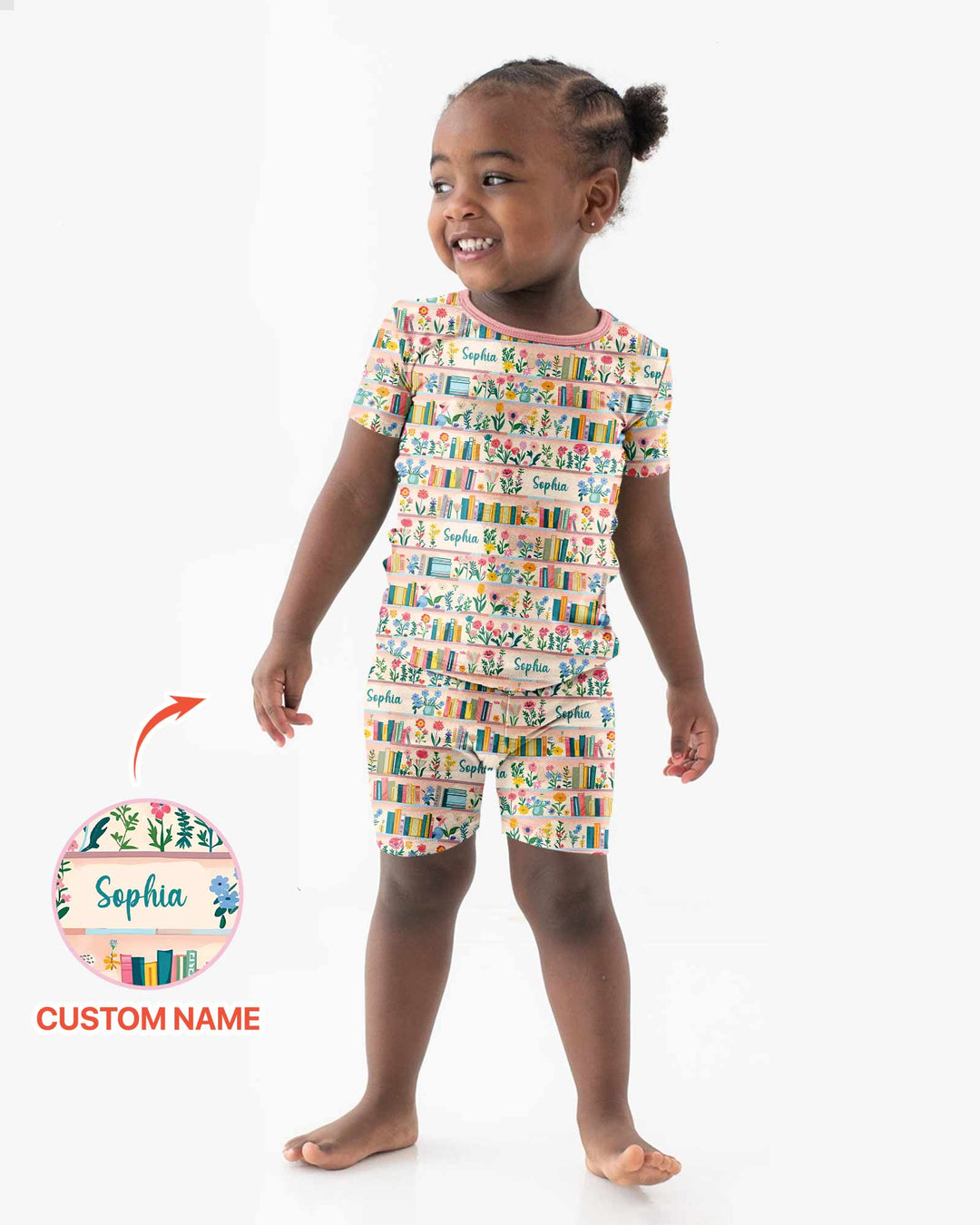 Personalized Book Lover Bamboo Two Piece Short Sleeve Shorts Pajama Set