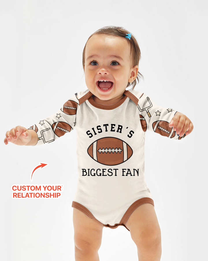 Personalized Football Brother's Biggest Fan Bamboo Bodysuit