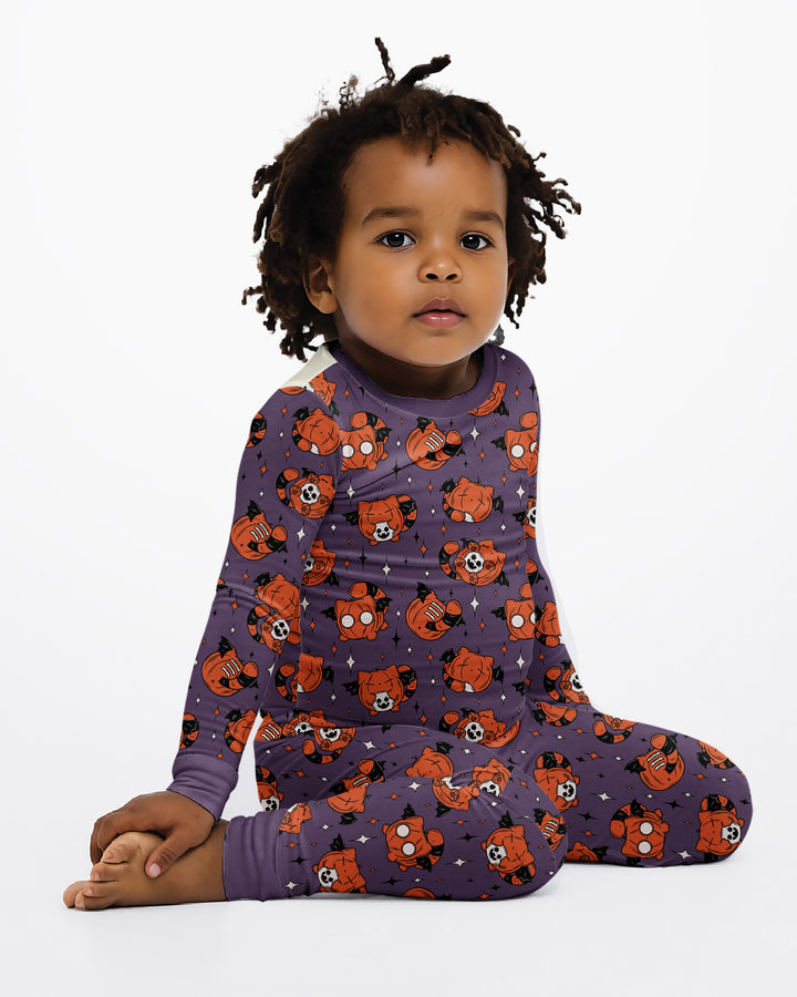 Batty Pumpkin Cats Bamboo Two Piece Long Sleeve Pajama Set