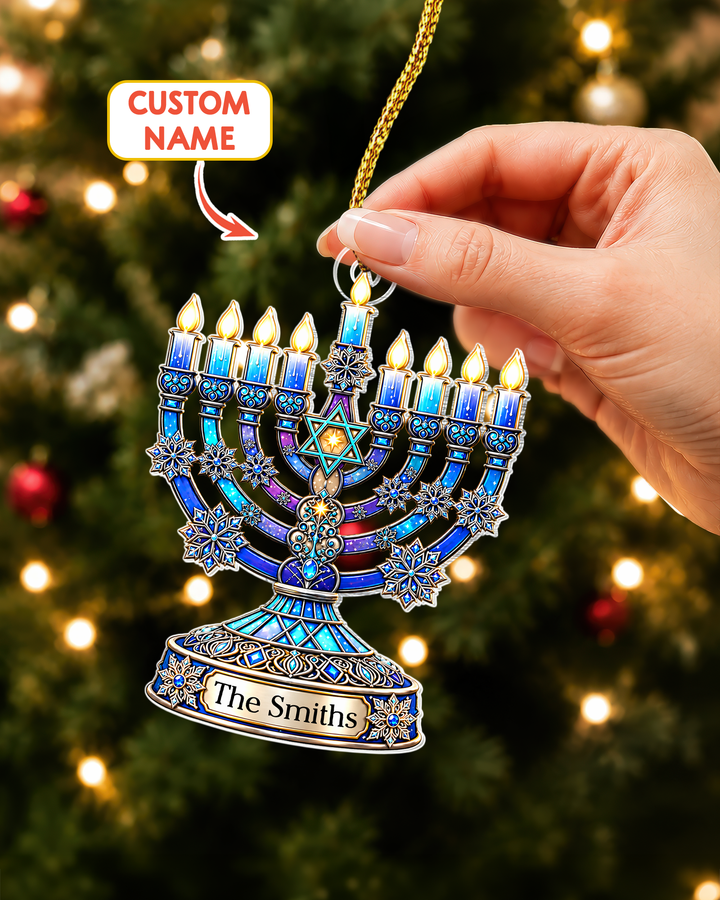 Hanukkah Menorah - Personalized Acrylic Ornament