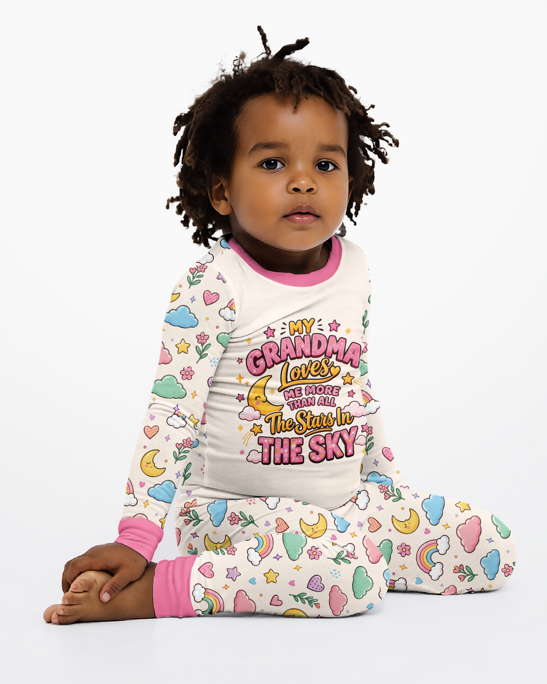 My Grandma Loves Me More Than All The Stars Bamboo Two Piece Long Sleeve Pajama Set
