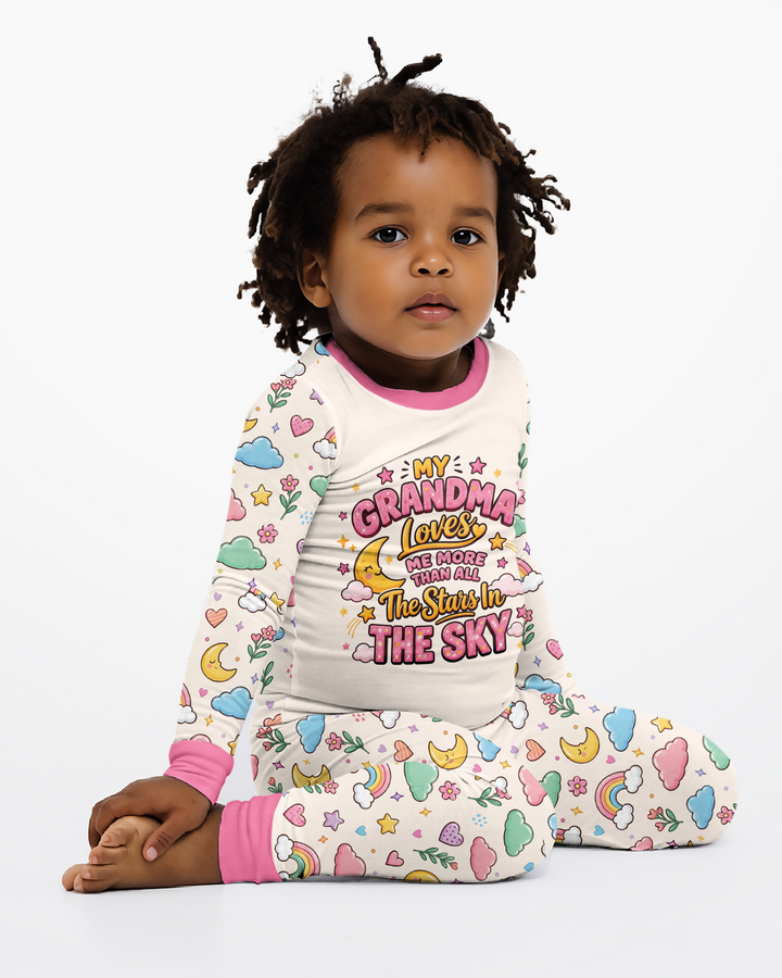 My Grandma Loves Me More Than All The Stars Bamboo Two Piece Long Sleeve Pajama Set