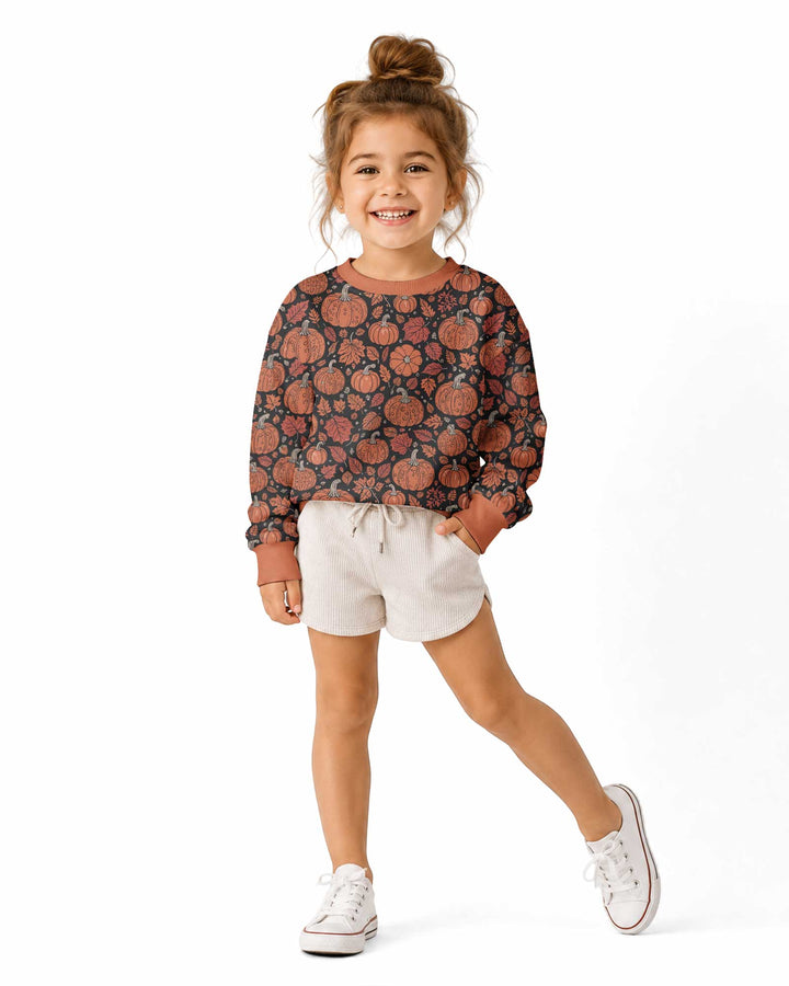 Retro Halloween Pumpkins Bamboo Crewneck Sweatshirt