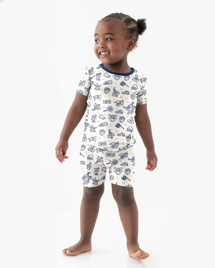 Ballpark Bash Bamboo Two Piece Short Sleeve Shorts Pajama Set