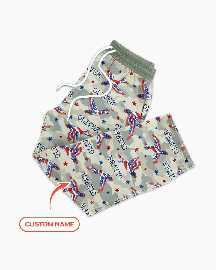 Custom Name America Mallard Duck Family Matching Bamboo Men's Pajama Set