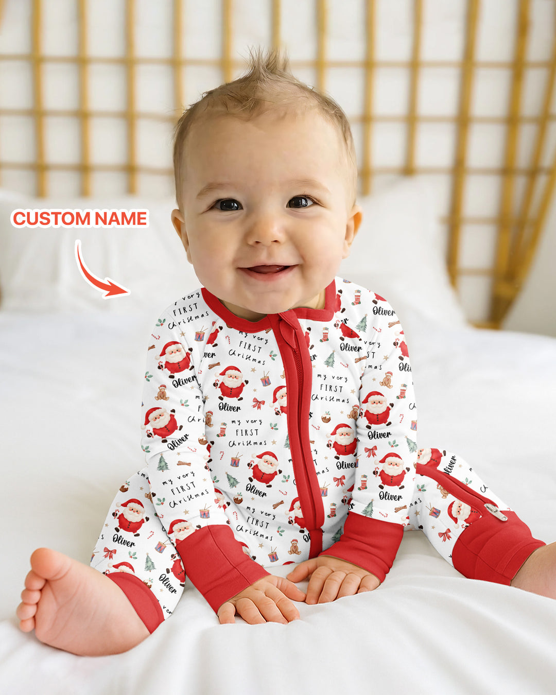 Custom Name My Very First Christmas Santa  Bamboo Convertible Zippy