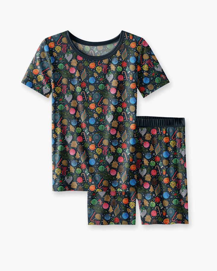 Holiday Ditsy Bamboo Two Piece Short Sleeve Shorts Pajama Set