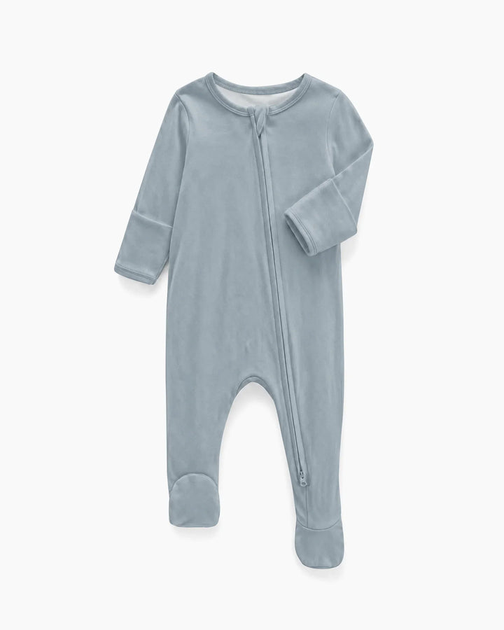 Solid Color Bamboo Zippered Footie Romper