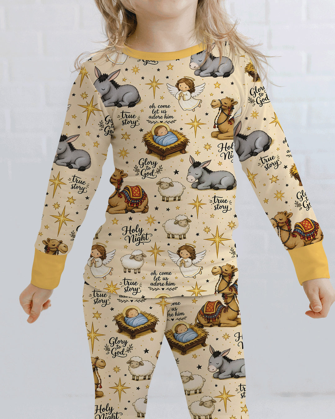 Nativity Christmas Holy Night Bamboo Two Piece Long Sleeve Pajama Set