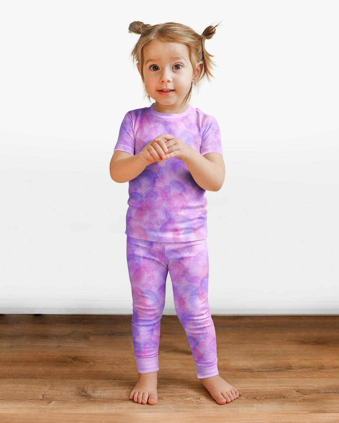 Purple Watercolor Bamboo Two-Piece Short Sleeve Pyjamas Set