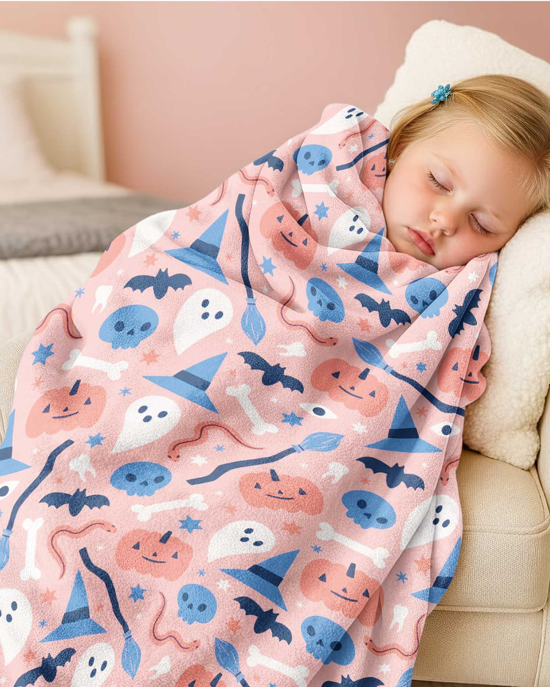 Pastel Pumpkins Skulls And Witch Craft Bamboo Blanket
