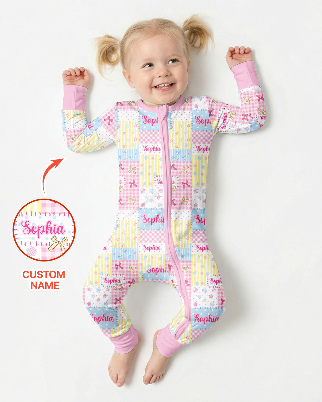 Custom Name Sweet Patchwork Bamboo Convertible Zippy